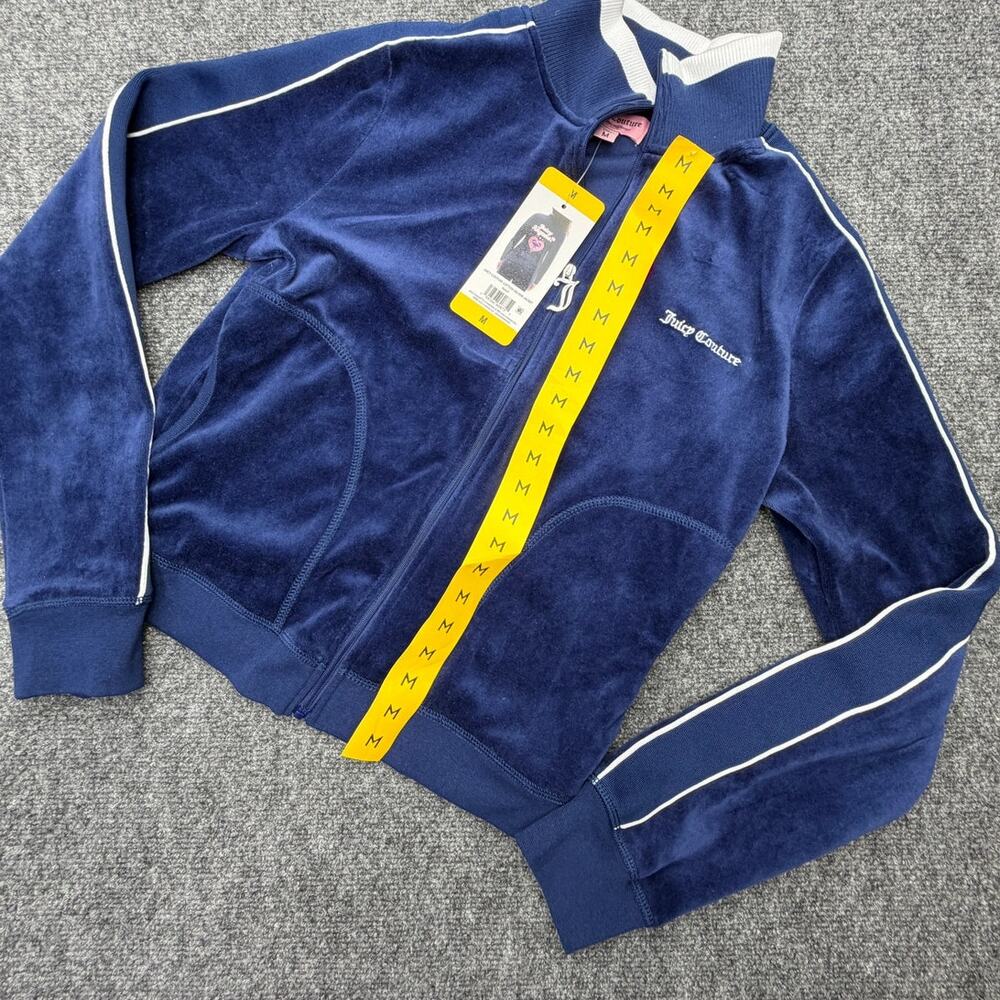 Juicy Couture Velour Track Jacket Womens M Blue Full Zip Y2K Style NEW